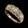 Victorian diamond & pearl 18ct gold antique ring – c1860s