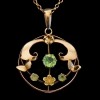 Art Nouveau peridot 9ct gold antique pendant – c1900