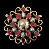 Portuguese garnet & pearl solid gold antique pendant – c1770s